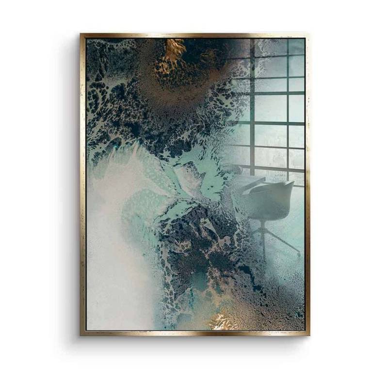 DOTCOMCANVAS® Acrylglasbild Transition - Acrylglas, Acrylglasbild Transition schwarz türkis gold abstrakte moderne Kunst von DOTCOMCANVAS®
