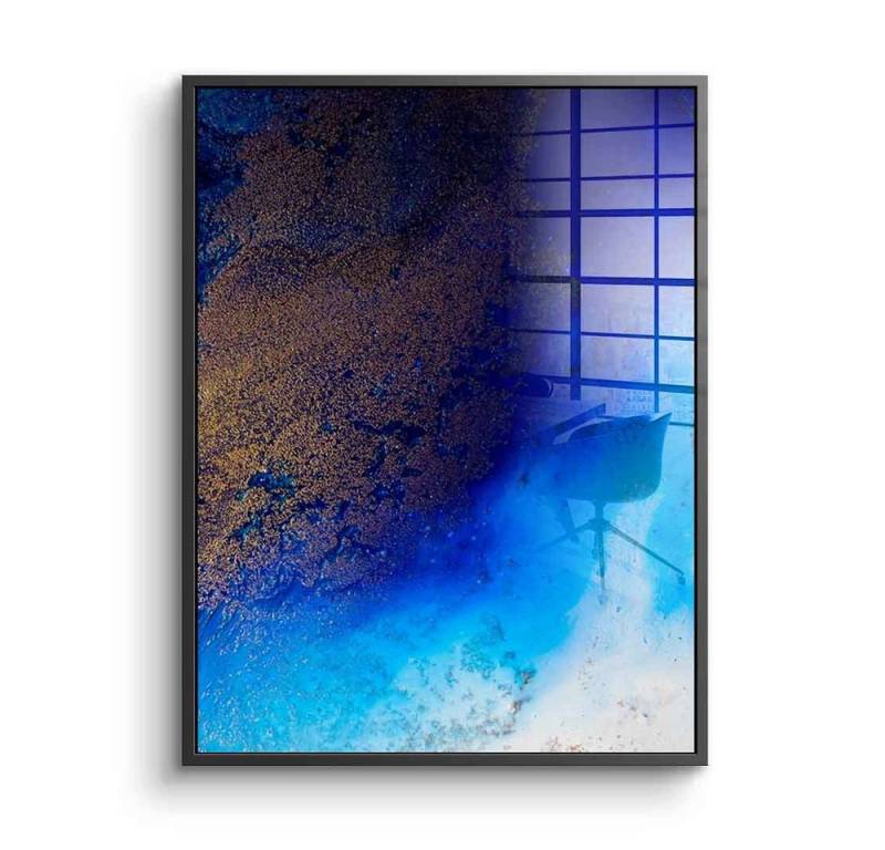 DOTCOMCANVAS® Acrylglasbild The Big Blue - Acrylglas, Acrylglasbild The Big Blue blau gold abstrakte Kunst moderne Kunst von DOTCOMCANVAS®
