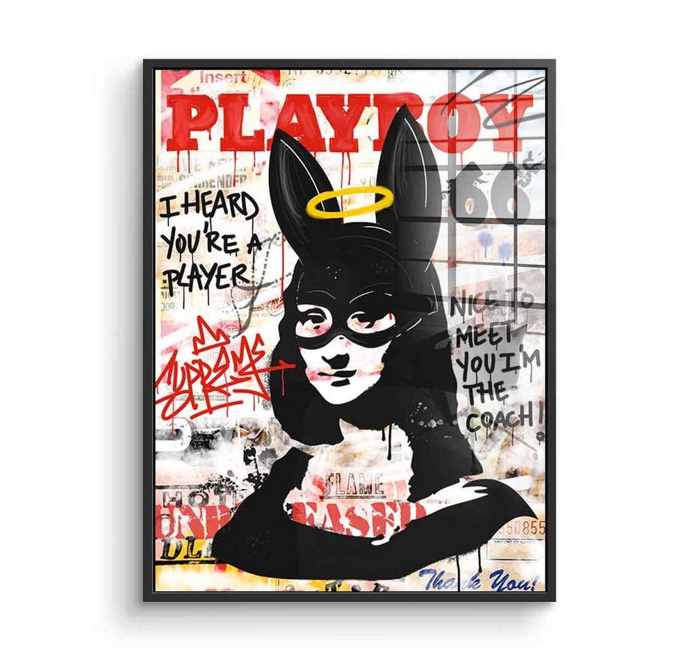 DOTCOMCANVAS® Acrylglasbild Money Lisa - Acrylglas, Acrylglasbild Money Lisa Pop Art Graffiti Playboy Porträt weiß schwarz von DOTCOMCANVAS®