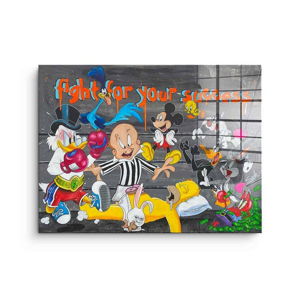 DOTCOMCANVAS® Acrylglasbild Fight for your success - Acrylglas, Acrylglasbild Comic Cartoon Motivation Spruch Fight for your success von DOTCOMCANVAS®