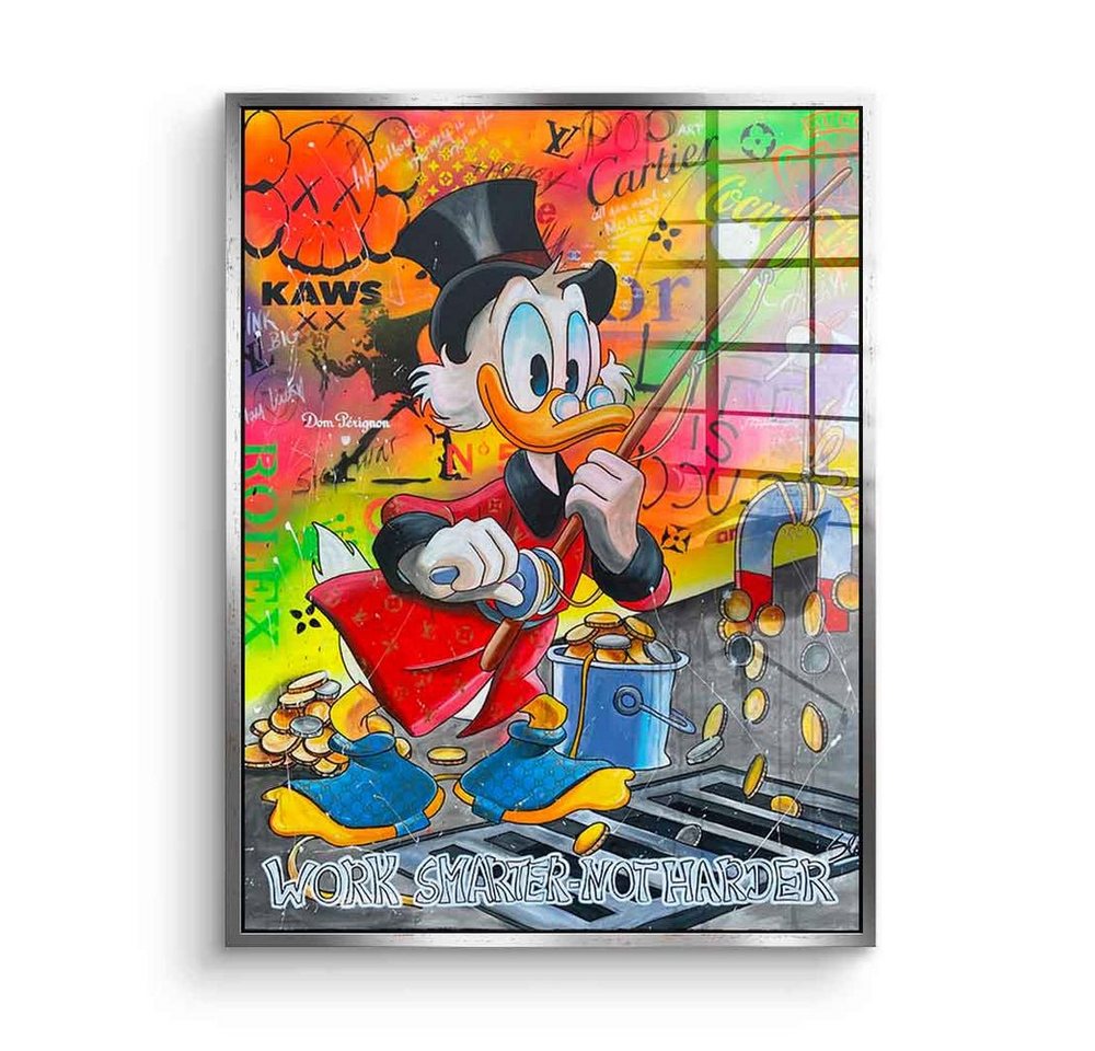 DOTCOMCANVAS® Acrylglasbild Work Smarter not Harder - Acrylglas, Acrylglasbild Dagobert Duck Comic Cartoon Work smarter not harder von DOTCOMCANVAS®