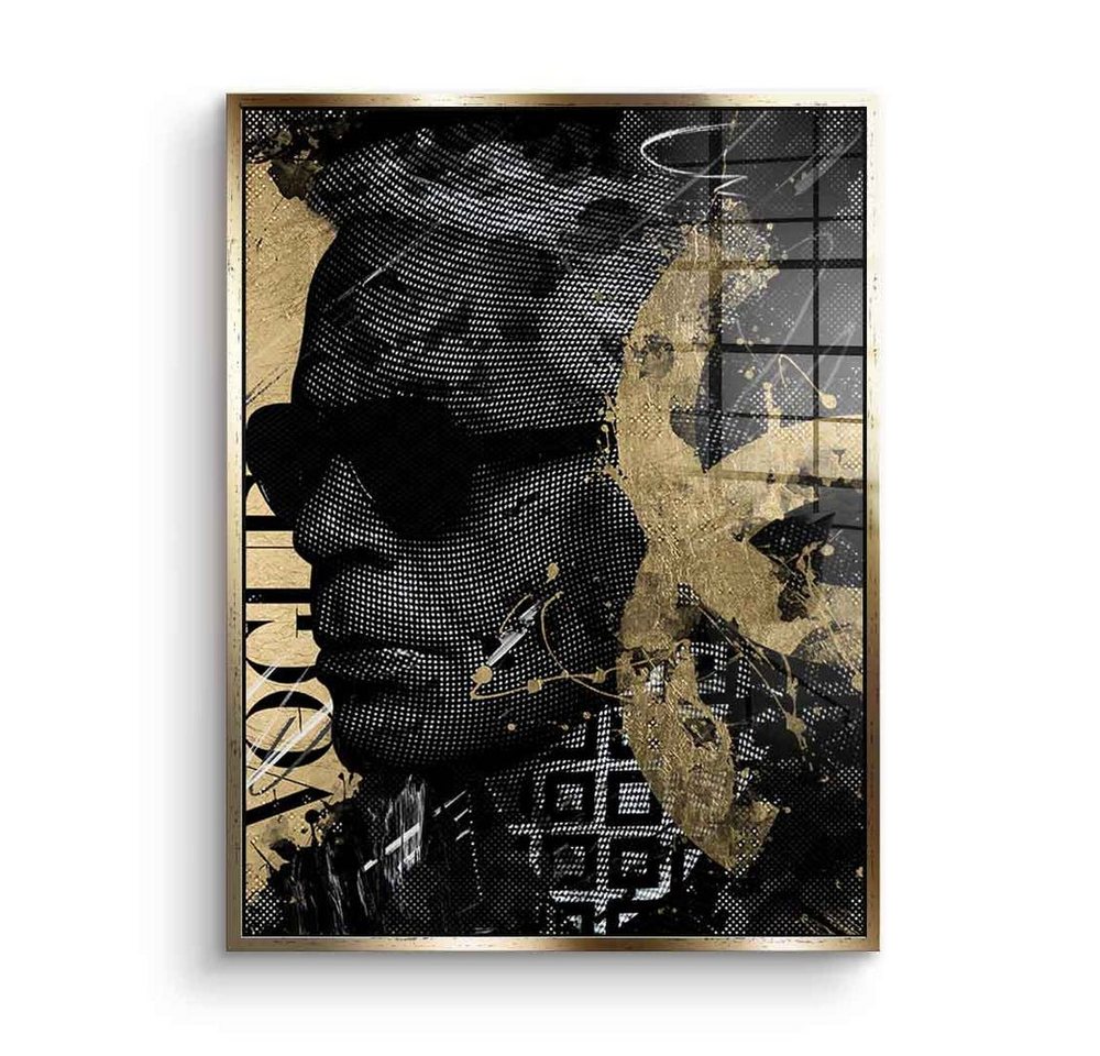 DOTCOMCANVAS® Acrylglasbild Luxury Karl - Acrylglas, Acrylglasbild Luxury Karl Lagerfeld schwarz gold Vogue Portrait edel von DOTCOMCANVAS®