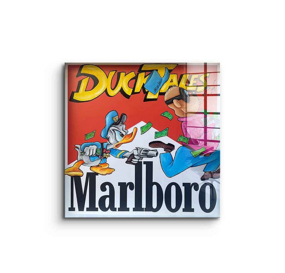 DOTCOMCANVAS® Acrylglasbild DuckTales - Acrylglas, Acrylglasbild Comic Cartoon Marlboro Donald Duck Sheriff rot weiß von DOTCOMCANVAS®