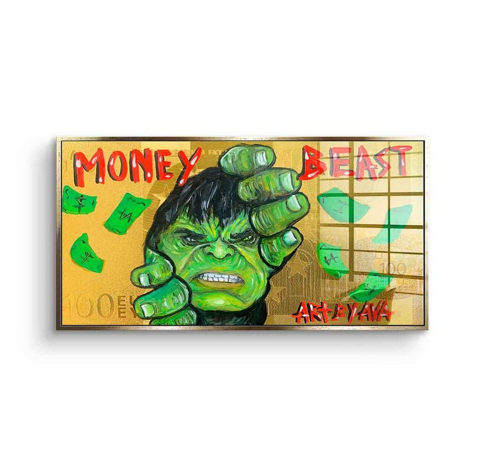DOTCOMCANVAS® Acrylglasbild Money Hulk - Acrylglas, Acrylglasbild Money Hulk Beast gold grün Comic Cartoon Geld Hustle von DOTCOMCANVAS®