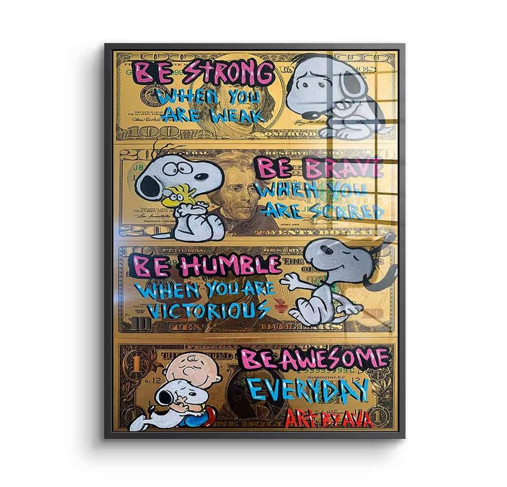 DOTCOMCANVAS® Acrylglasbild Awesome Snoopy - Acrylglas, Acrylglasbild Snoopy Comic Cartoon Motivation be awesome be strong von DOTCOMCANVAS®