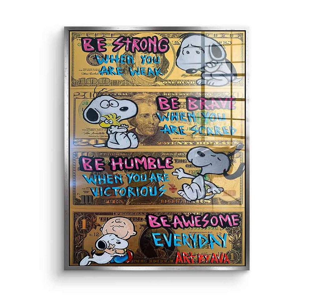DOTCOMCANVAS® Acrylglasbild Awesome Snoopy - Acrylglas, Acrylglasbild Snoopy Comic Cartoon Motivation be awesome be strong von DOTCOMCANVAS®