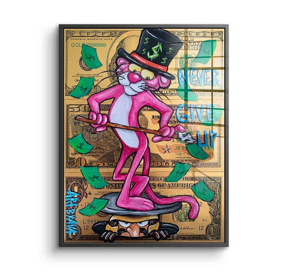 DOTCOMCANVAS® Acrylglasbild Rich Panther - Acrylglas, Acrylglasbild rosarote Panther Pink Panther Comic Cartoon gold pink von DOTCOMCANVAS®