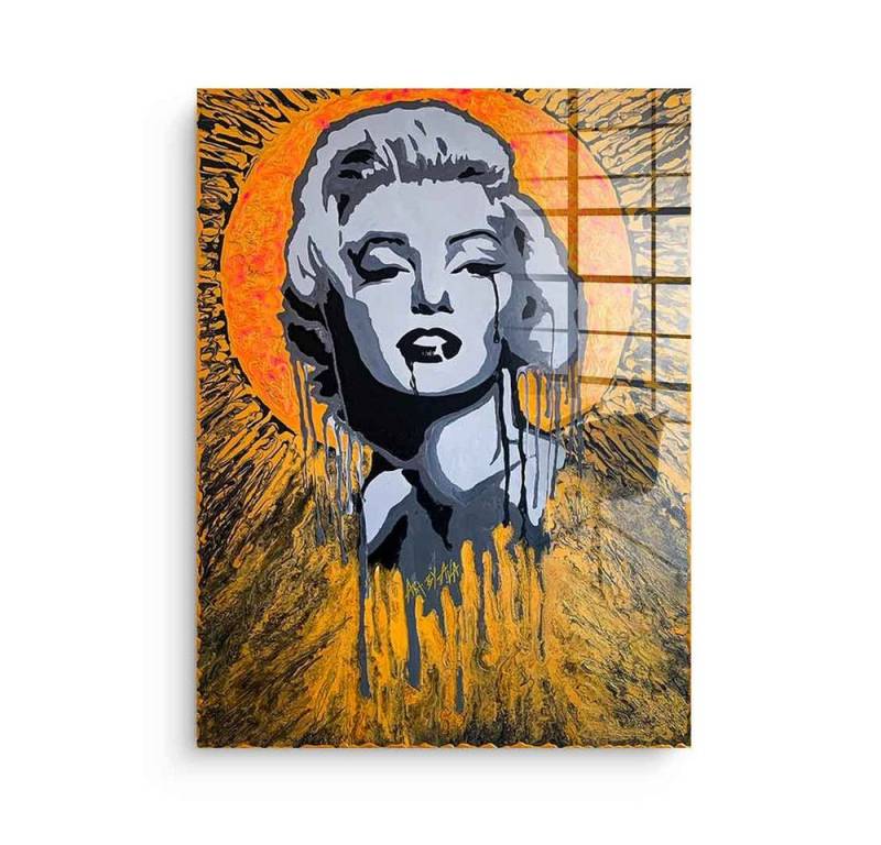 DOTCOMCANVAS® Acrylglasbild Marilyn Sun - Acrylglas, Acrylglasbild Marilyn Monroe Pop Art Porträt Marilyn Sun orange von DOTCOMCANVAS®