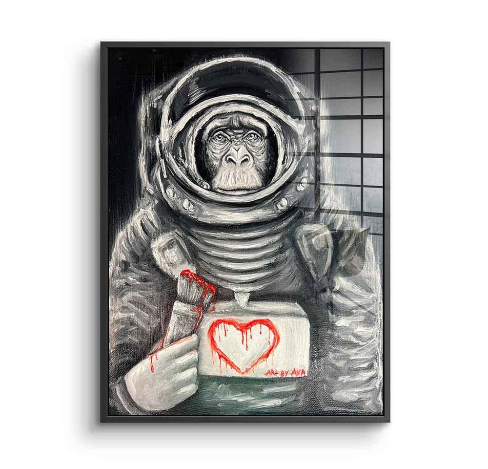 DOTCOMCANVAS® Acrylglasbild Space Monkey - Acrylglas, Acrylglasbild Space Monkey Astronaut Raumanzug schwarz weiß Liebe Love von DOTCOMCANVAS®