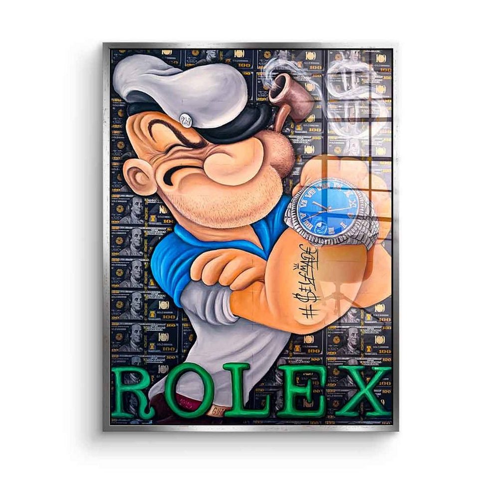 DOTCOMCANVAS® Acrylglasbild Rich Popeye - Acrylglas, Acrylglasbild Rich Popeye Rolex hustle Money Geld Comic Cartoon von DOTCOMCANVAS®