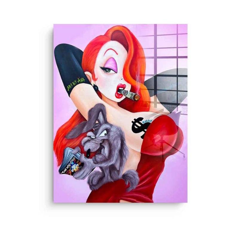 DOTCOMCANVAS® Acrylglasbild Posing Jessica Rabbit - Acrylglas, Acrylglasbild Posing Jessica Rabbit Comic Cartoon rot rosa von DOTCOMCANVAS®