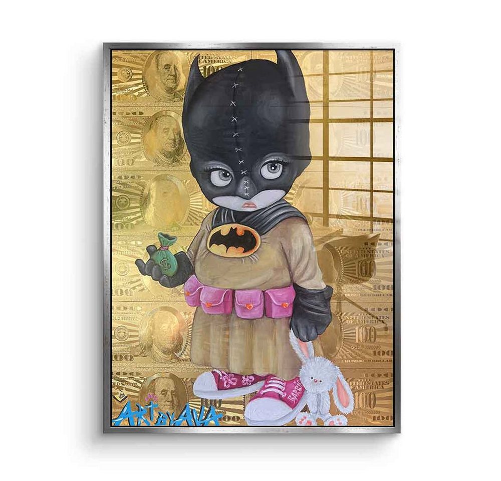 DOTCOMCANVAS® Acrylglasbild Batman Money Kid - Acrylglas, Acrylglasbild Batman Money Kid Gold Geld hustle Comic Cartoon Stil von DOTCOMCANVAS®