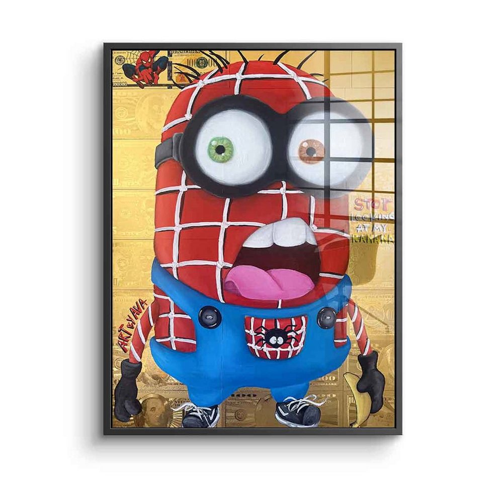 DOTCOMCANVAS® Acrylglasbild Spider Minion - Acrylglas, Acrylglasbild Spider-Man Minions Comic Cartoon rot gold von DOTCOMCANVAS®