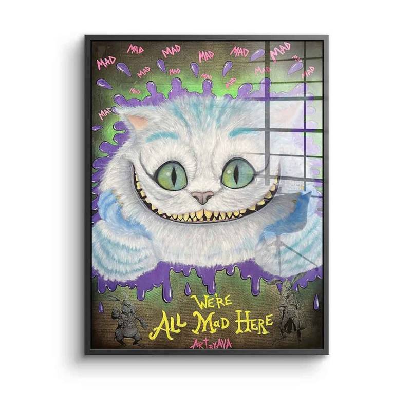 DOTCOMCANVAS® Acrylglasbild Mad Cat - Acrylglas, Acrylglasbild Mad Cheshire Cat Grinsekatze Alice im Wunderland Comic von DOTCOMCANVAS®