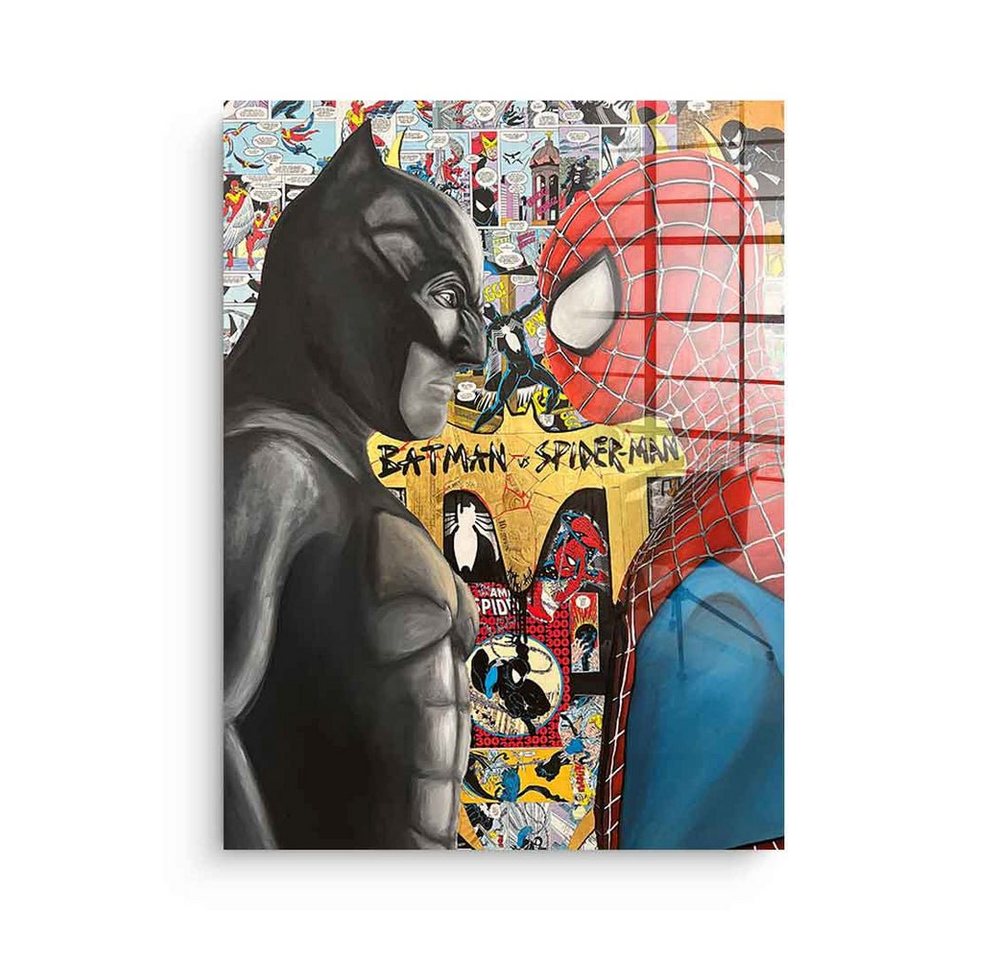 DOTCOMCANVAS® Acrylglasbild Batman vs. Spider-Man - Acrylglas, Acrylglasbild Batman vs Spider-Man Comic Cartoon Wandbild interior von DOTCOMCANVAS®