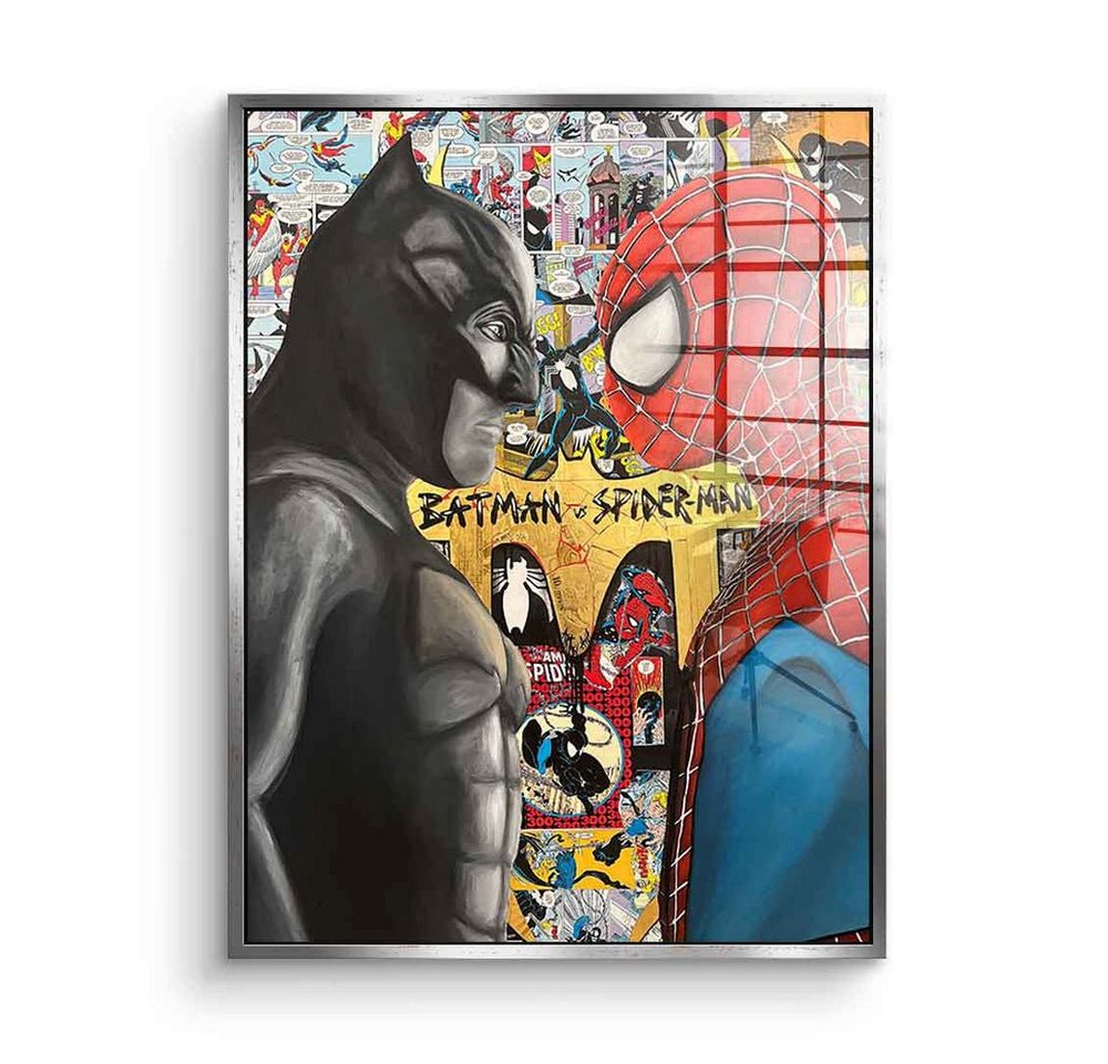 DOTCOMCANVAS® Acrylglasbild Batman vs. Spider-Man - Acrylglas, Acrylglasbild Batman vs Spider-Man Comic Cartoon Wandbild interior von DOTCOMCANVAS®