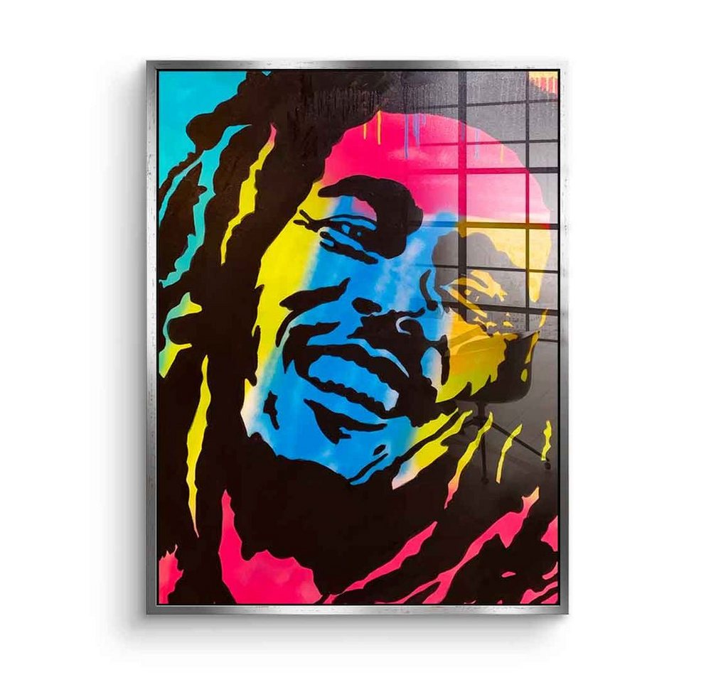 DOTCOMCANVAS® Acrylglasbild Bob Marley - Acrylglas, Acrylglasbild Bob Marley Portrait Pop Art Reggae Musik Sänger Wailers von DOTCOMCANVAS®