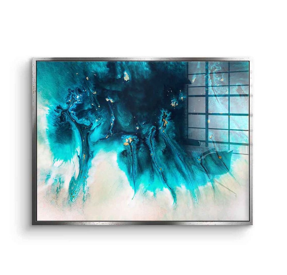 DOTCOMCANVAS® Acrylglasbild Aqua Echoes - Acrylglas, Acrylglasbild Aqua Echoes abstrakte moderne Kunst blau Strand Meer von DOTCOMCANVAS®