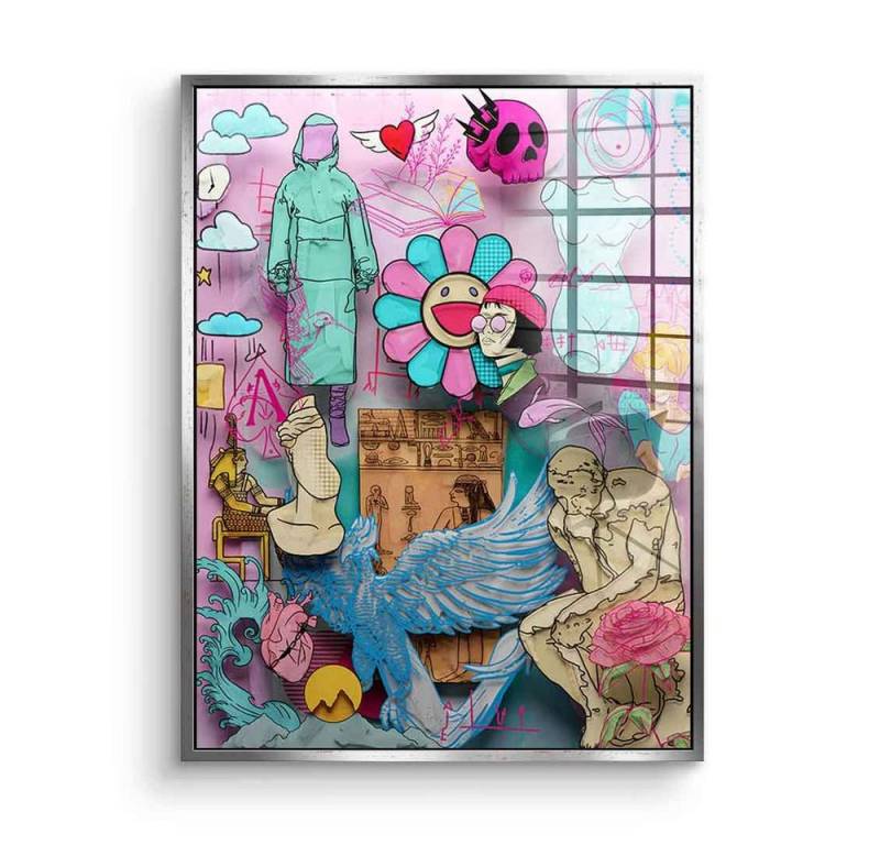 DOTCOMCANVAS® Acrylglasbild Elysian Echoes - Acrylglas, Acrylglasbild Elysian Echoes Comic Collage Zeichnung fine art von DOTCOMCANVAS®