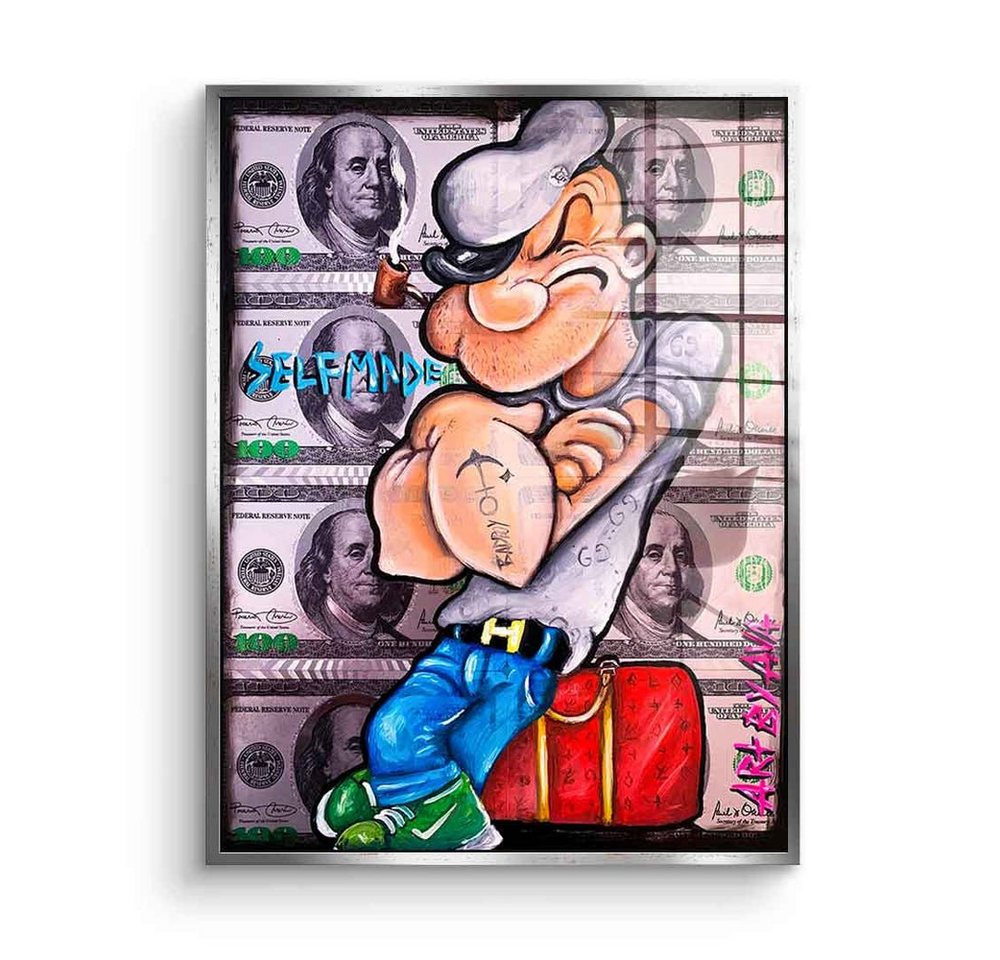 DOTCOMCANVAS® Acrylglasbild Selfmade Sailor - Acrylglas, Acrylglasbild Popeye Comic Cartoon Geld Money selfmade sailor von DOTCOMCANVAS®