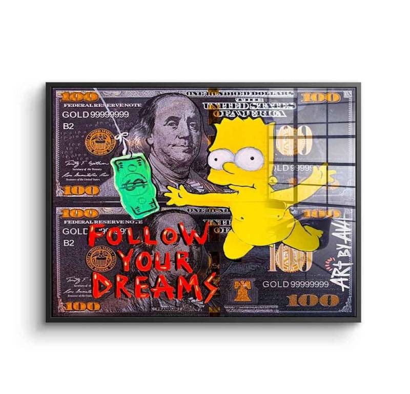 DOTCOMCANVAS® Acrylglasbild Follow Your Dreams - Acrylglas, Acrylglasbild Follow Your Dreams Bart Simpson Nirvana Geld hustle von Dotcomcanvas