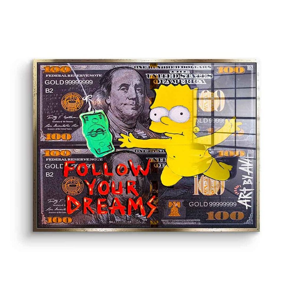 DOTCOMCANVAS® Acrylglasbild Follow Your Dreams - Acrylglas, Acrylglasbild Follow Your Dreams Bart Simpson Nirvana Geld hustle von DOTCOMCANVAS®