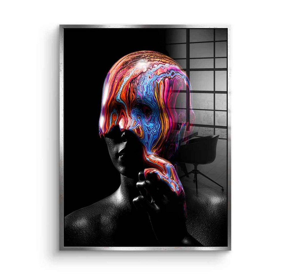 DOTCOMCANVAS® Acrylglasbild Psychedelic Contemplation - Acrylglas, Acrylglasbild Psychedelic Contemplation moderne Kunst Portrait schwarz von DOTCOMCANVAS®
