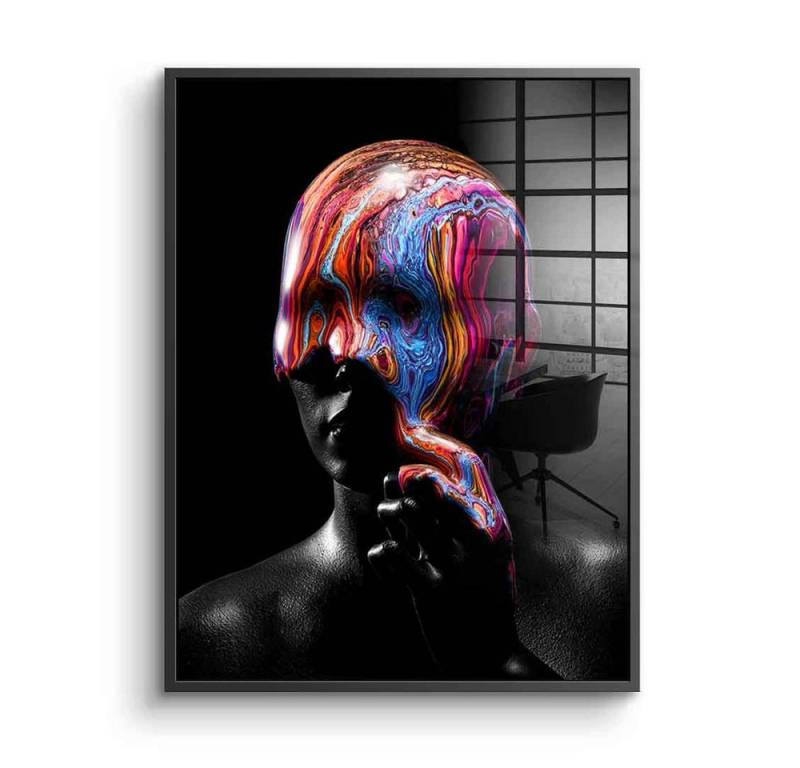 DOTCOMCANVAS® Acrylglasbild Psychedelic Contemplation - Acrylglas, Acrylglasbild Psychedelic Contemplation moderne Kunst Portrait schwarz von DOTCOMCANVAS®