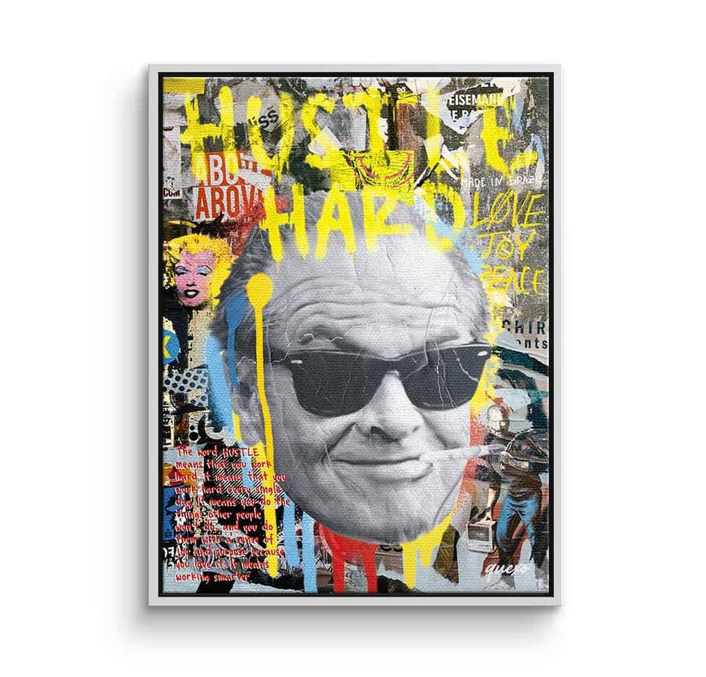 DOTCOMCANVAS® Leinwandbild, Jack Nicholson Leinwandbild Hustle Hard Pop Art Collage Streetart von DOTCOMCANVAS®