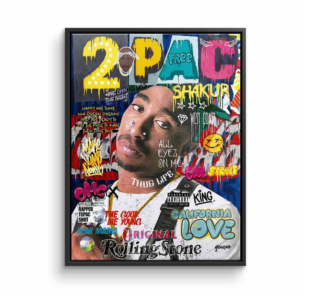 DOTCOMCANVAS® Leinwandbild, Leinwandbild 2Pac Tupac Shakur USA Rapper music Pop Art mit premium Ra von DOTCOMCANVAS®