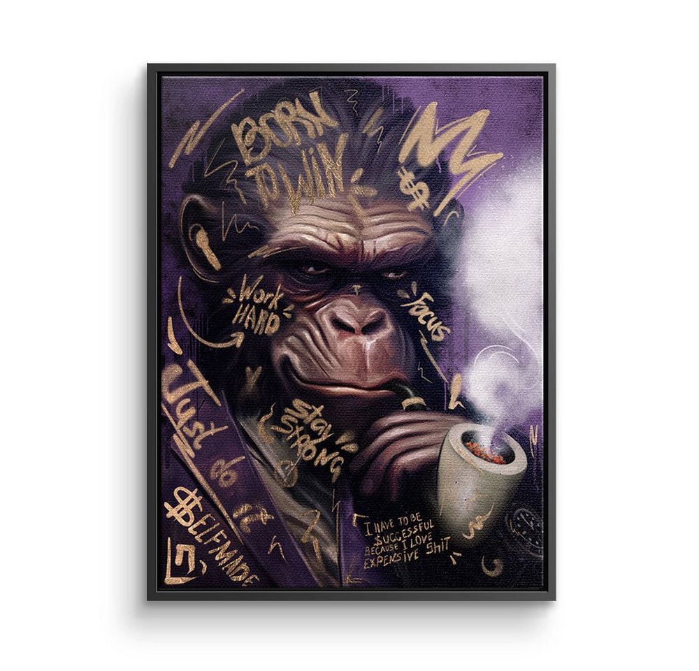 DOTCOMCANVAS® Leinwandbild, Leinwandbild Affe Gorilla Gentlemen Club Porträt mit premium Rahmen von DOTCOMCANVAS®