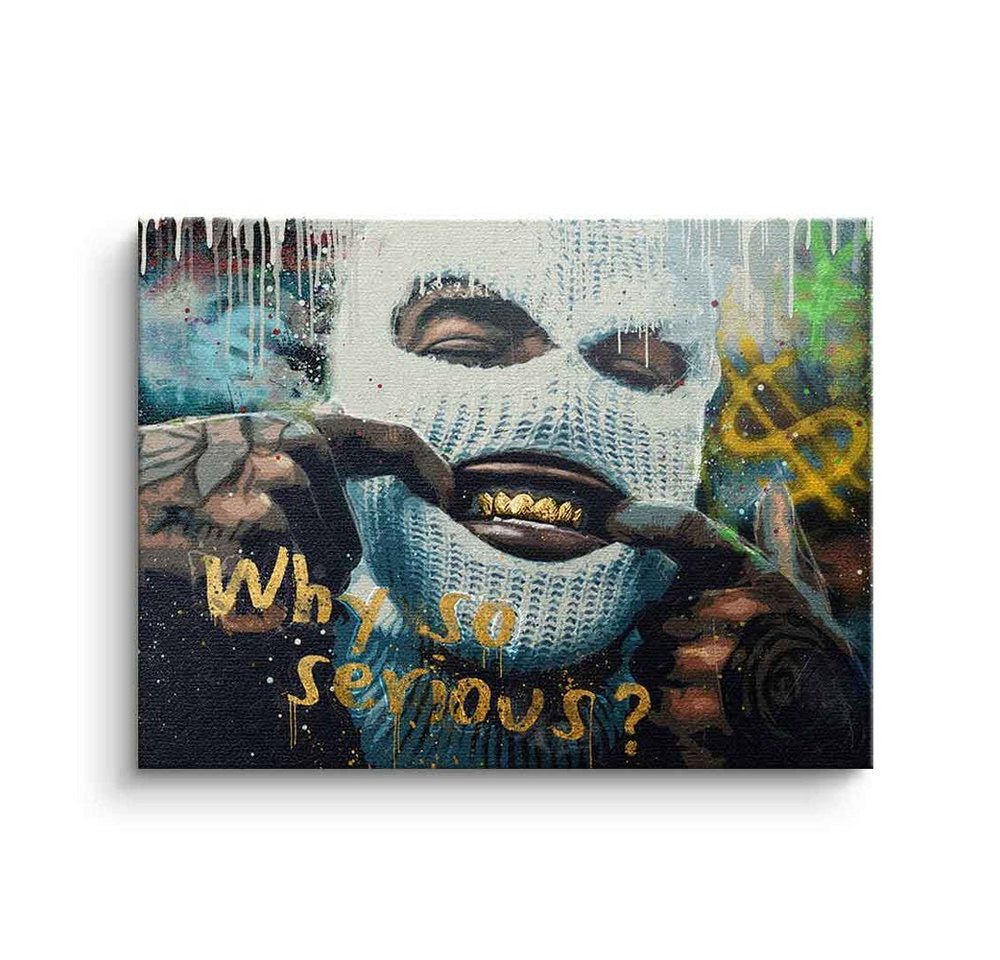 DOTCOMCANVAS® Leinwandbild, Leinwandbild Bad Guy why so serious golden grillz graffiti Gangster st von DOTCOMCANVAS®