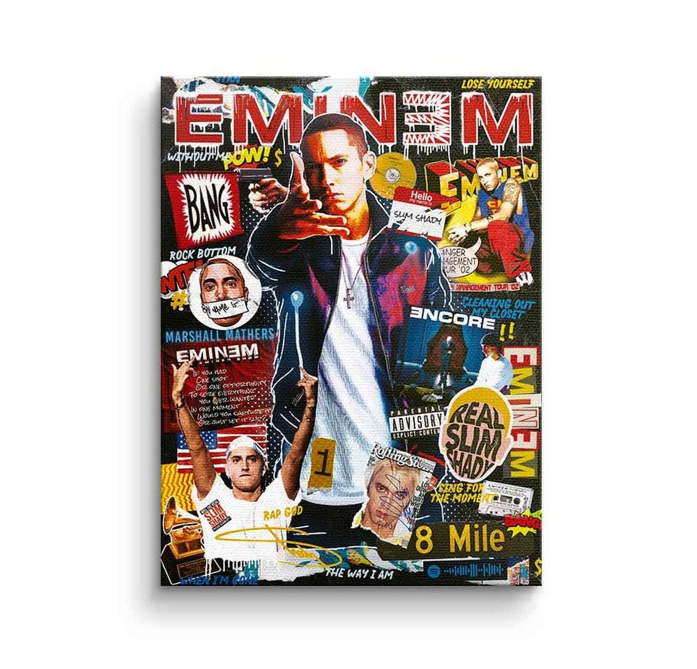DOTCOMCANVAS® Leinwandbild, Leinwandbild Eminem Pop Art collage mit premium Rahmen DOTCOMCANVAS von DOTCOMCANVAS®