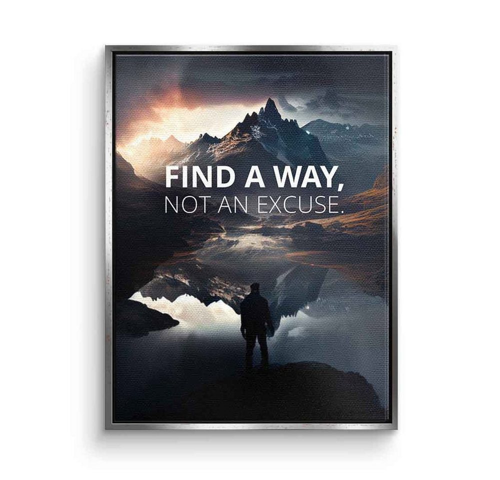 DOTCOMCANVAS® Leinwandbild, Leinwandbild Find a way Motivationsbild Motivationsspruch Natur mit pr von DOTCOMCANVAS®