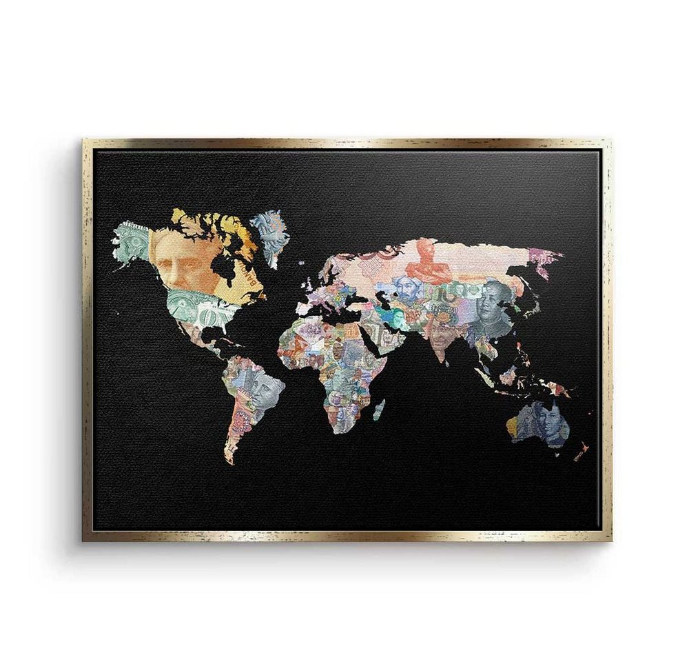 DOTCOMCANVAS® Leinwandbild, Leinwandbild Geld regiert die Welt Black Edition Motivation Hustle mit von DOTCOMCANVAS®