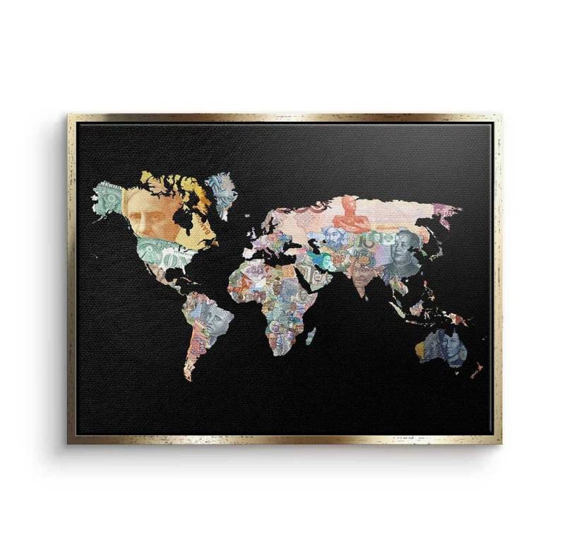DOTCOMCANVAS® Leinwandbild, Leinwandbild Geld regiert die Welt Black Edition Motivation Hustle mit von DOTCOMCANVAS®