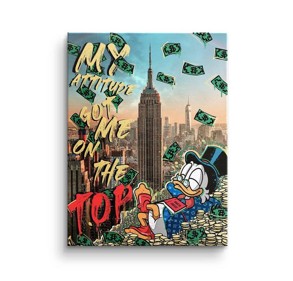 DOTCOMCANVAS® Leinwandbild, Leinwandbild MY ATTITUDE GOT ME TO THE TOP, LIMITED Geld Kunst auf Le von DOTCOMCANVAS®
