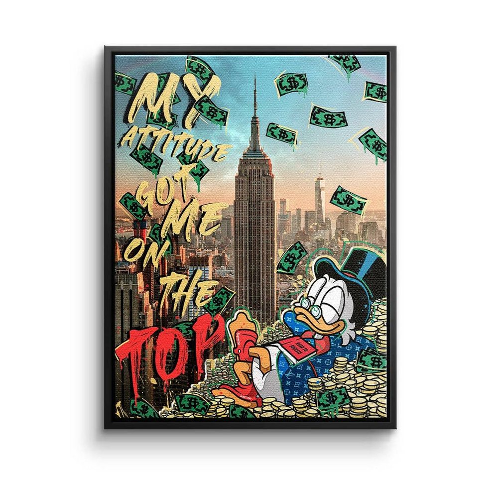 DOTCOMCANVAS® Leinwandbild, Leinwandbild MY ATTITUDE GOT ME TO THE TOP, LIMITED Geld Kunst auf Le von DOTCOMCANVAS®