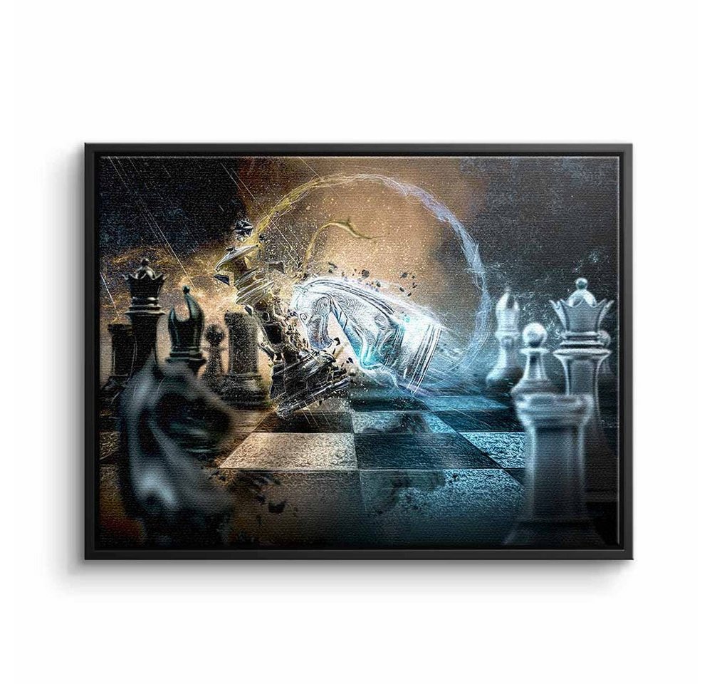 DOTCOMCANVAS® Leinwandbild, Leinwandbild Mit dem Kopf durch die Wand Schach Motivation mit premium von DOTCOMCANVAS®