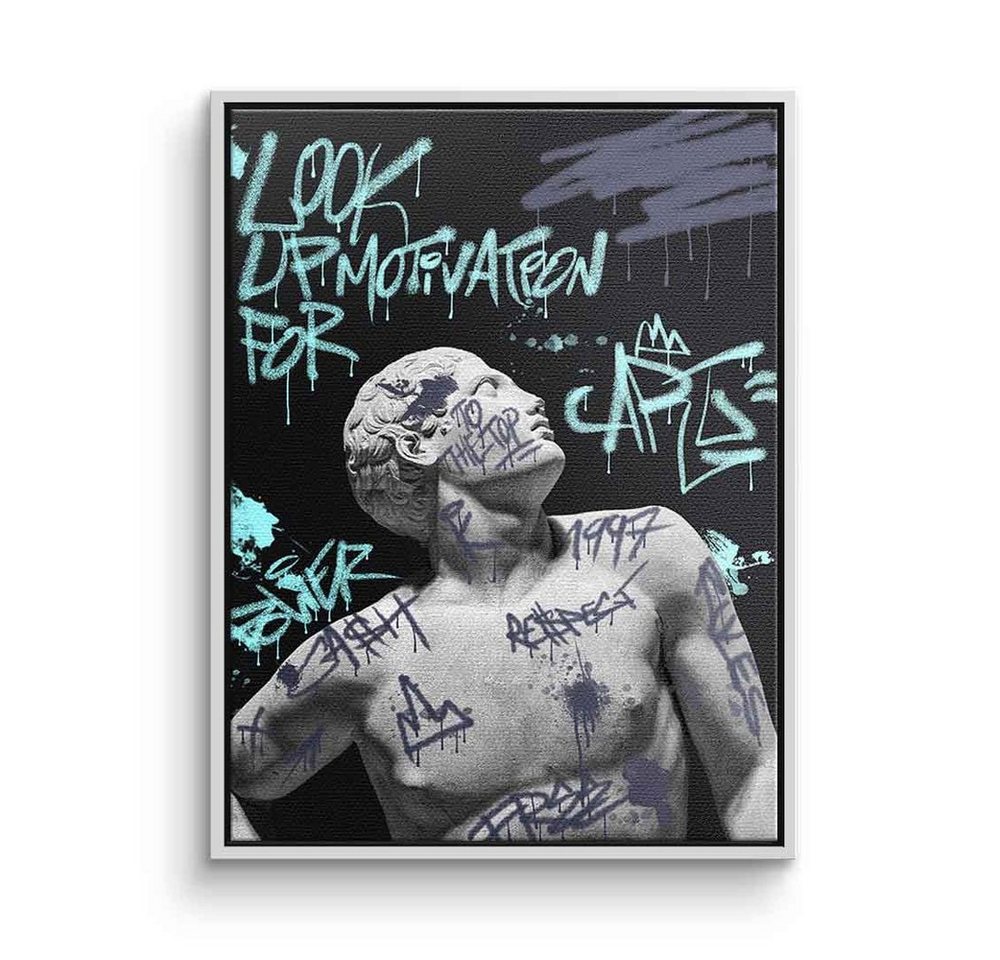 DOTCOMCANVAS® Leinwandbild, Leinwandbild Pop Art Graffiti Up for Motivation Motivationsbild Büro h von DOTCOMCANVAS®