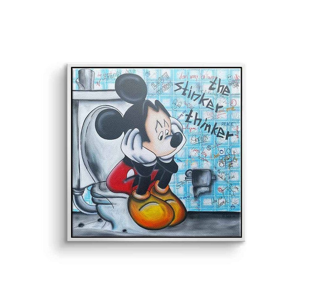 DOTCOMCANVAS® Leinwandbild, Leinwandbild The stinker Thinker Micky Maus Mickey Mouse Bad designed von DOTCOMCANVAS®