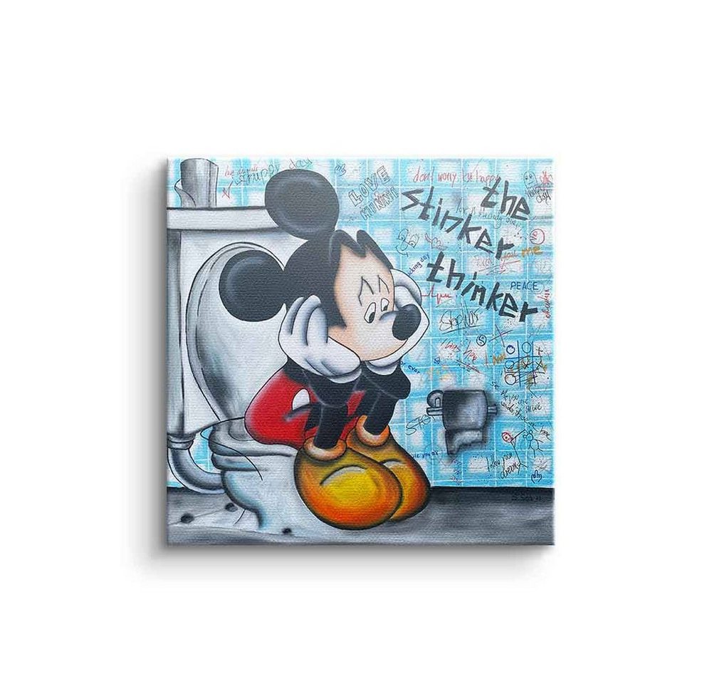 DOTCOMCANVAS® Leinwandbild, Leinwandbild The stinker Thinker Micky Maus Mickey Mouse Bad designed von DOTCOMCANVAS®