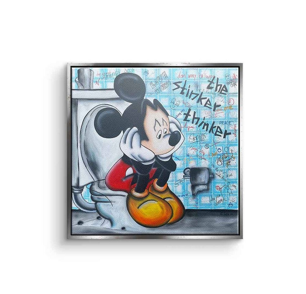 DOTCOMCANVAS® Leinwandbild, Leinwandbild The stinker Thinker Micky Maus Mickey Mouse Bad designed von DOTCOMCANVAS®