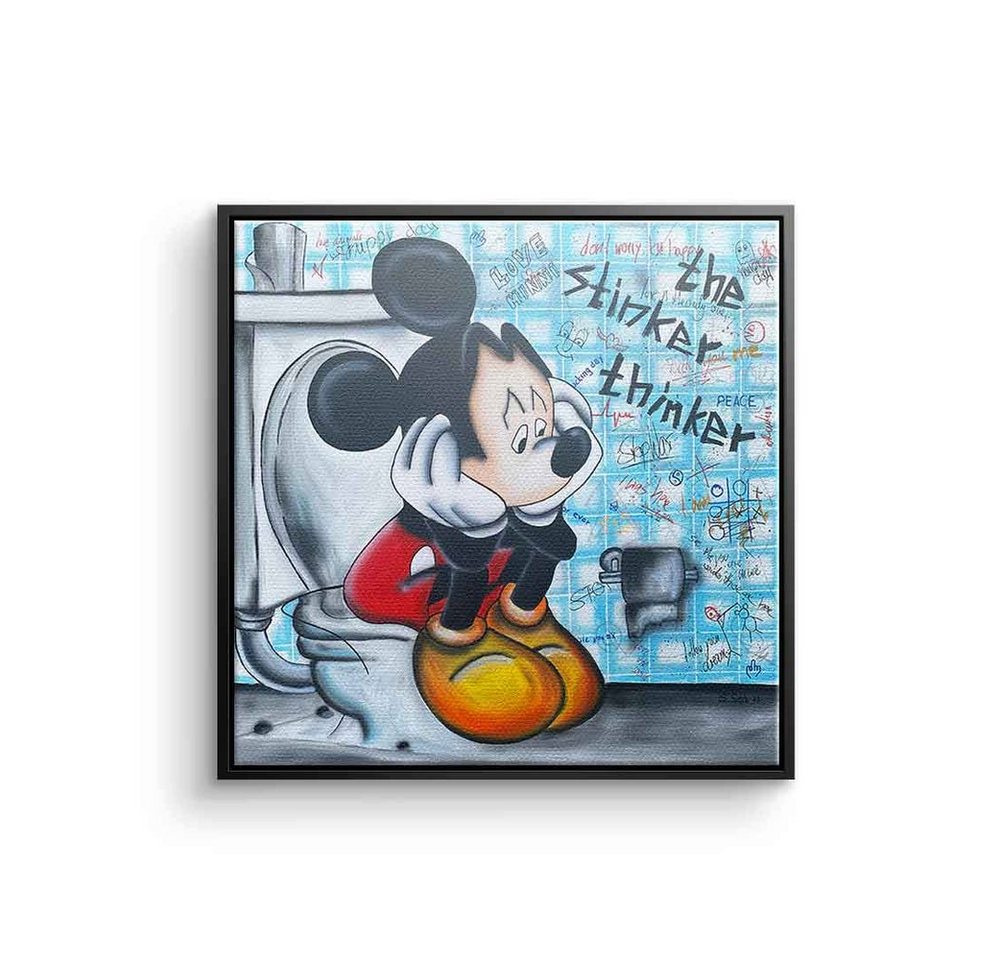 DOTCOMCANVAS® Leinwandbild, Leinwandbild The stinker Thinker Micky Maus Mickey Mouse Bad designed von DOTCOMCANVAS®