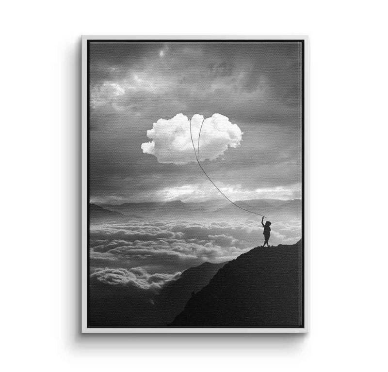 DOTCOMCANVAS® Leinwandbild, Leinwandbild schwarz weiß Inspiration Wanddeko catch the clouds mit pr von DOTCOMCANVAS®