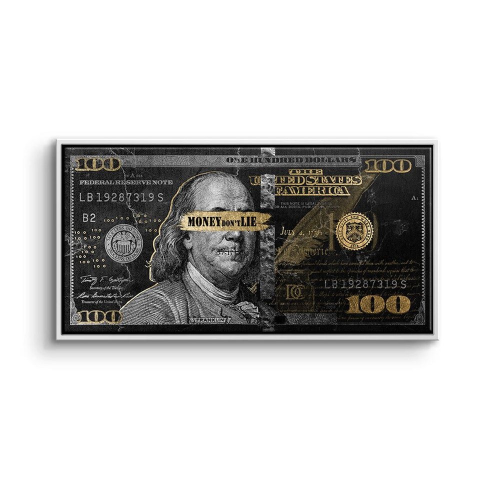 DOTCOMCANVAS® Leinwandbild, Premium Dollar Wandbild in schwarz gold - Money dont Lie von DOTCOMCANVAS®