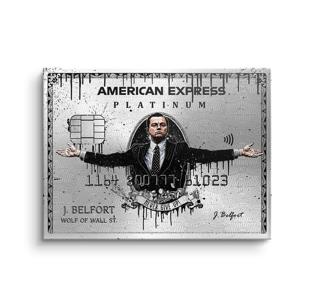 DOTCOMCANVAS® Leinwandbild, Premium Leinwand Wandbild Wolf of Wall Street American Express Design von DOTCOMCANVAS®