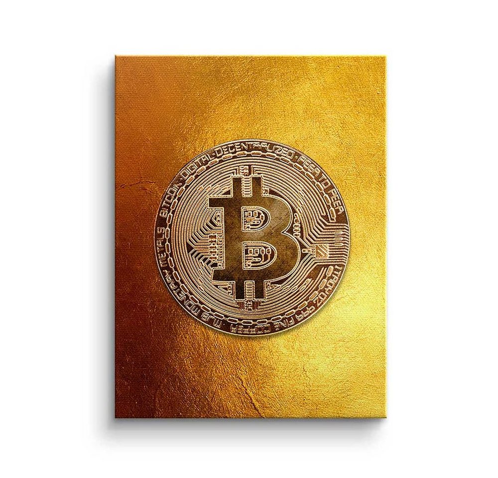 DOTCOMCANVAS® Leinwandbild, Premium Leinwandbild - Crypto - Golden Bitcoin - Trading - Motivation von DOTCOMCANVAS®