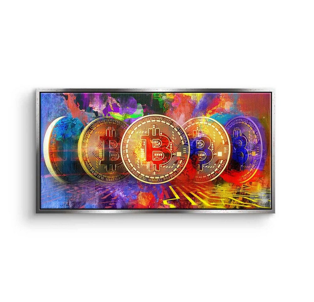 DOTCOMCANVAS® Leinwandbild, Premium Leinwandbild - Crypto - Multiple Bitcoin - Trading - Motivati von DOTCOMCANVAS®