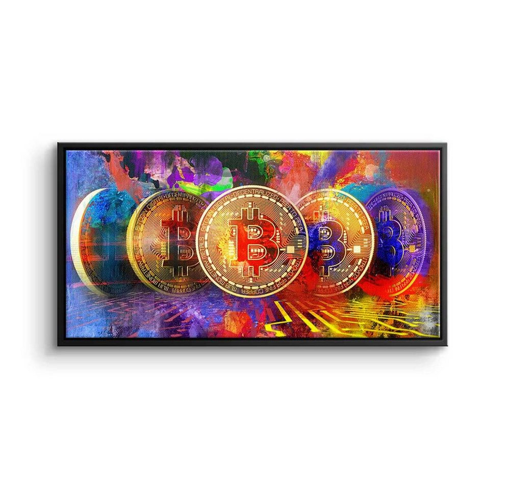 DOTCOMCANVAS® Leinwandbild, Premium Leinwandbild - Crypto - Multiple Bitcoin - Trading - Motivati von DOTCOMCANVAS®